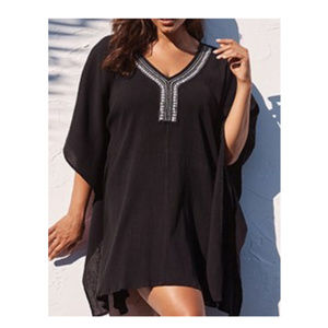 Swimsuits For All Black Embellished Swim Coverup